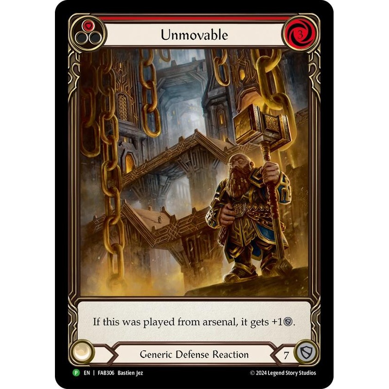 Unmovable (Red) (Extended Art) [FAB306] (Promo)  Rainbow Foil