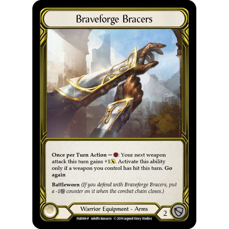 Braveforge Bracers [FAB006-P] (Promo)  1st Edition Cold Foil – Golden