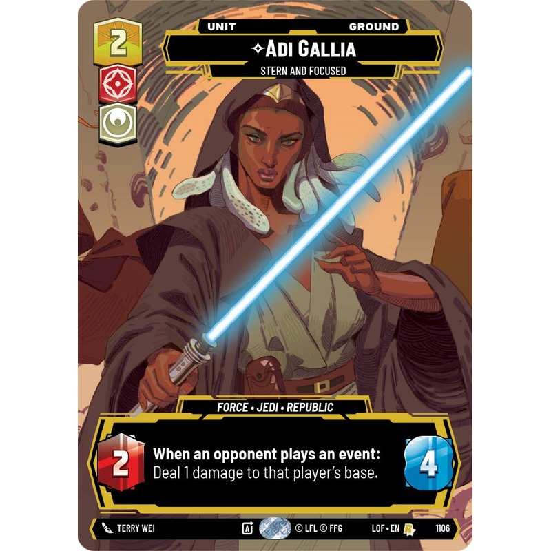 Adi Gallia – Stern and Focused (1106) (Prestige Foil) (1106) [Legends of the Force]