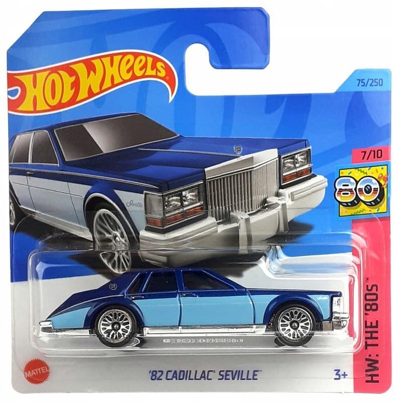 (Card Damage) Hot Wheels 82 Cadillac Seville Hw The 80s Ages 3 and Up (Blue)