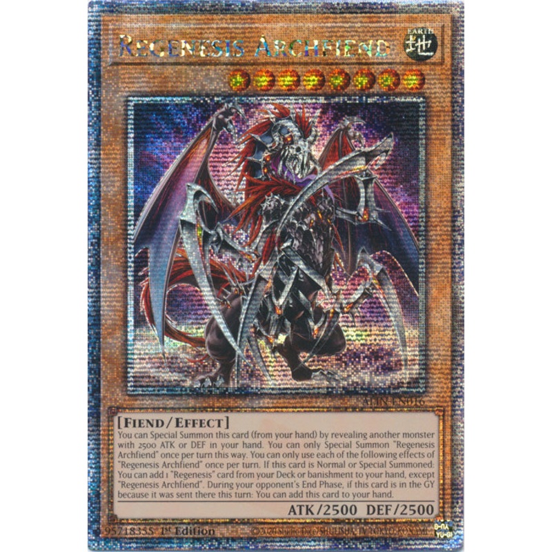 [QUARTER CENTURY SECRET RARE] Regenesis Archfiend – ALIN-EN016 –  1st Edition