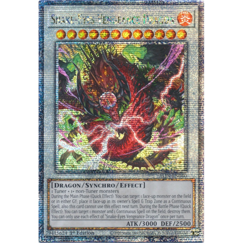 [QUARTER CENTURY SECRET RARE] Snake-Eyes Vengeance Dragon – ALIN-EN040 –  1st Edition