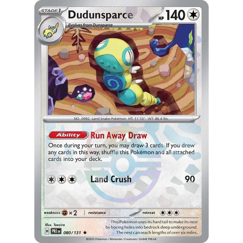 [MASTER BALL] Dudunsparce – 080/131 – Reverse Holo Prismatic Evolutions