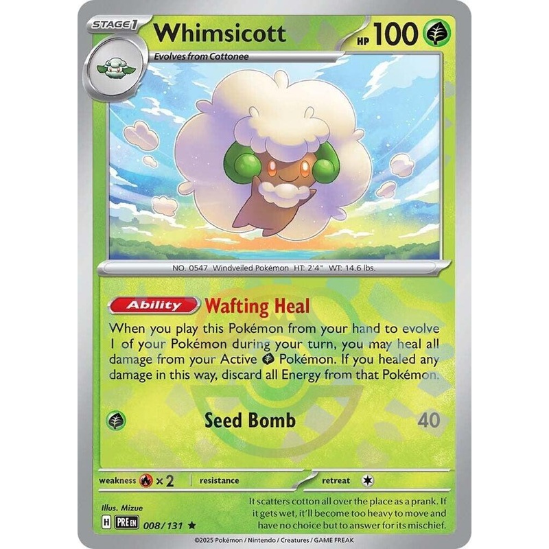 [MASTER BALL] Whimsicott – 008/131 – Reverse Holo Prismatic Evolutions