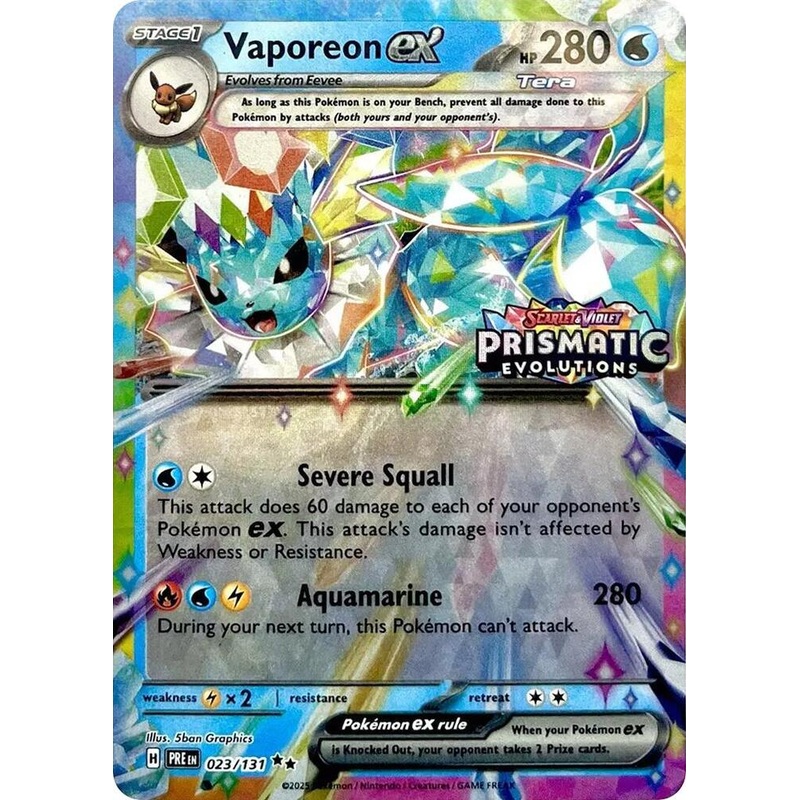 Vaporeon ex – 023/131 – Double Rare Prismatic Evolutions Stamp Promo