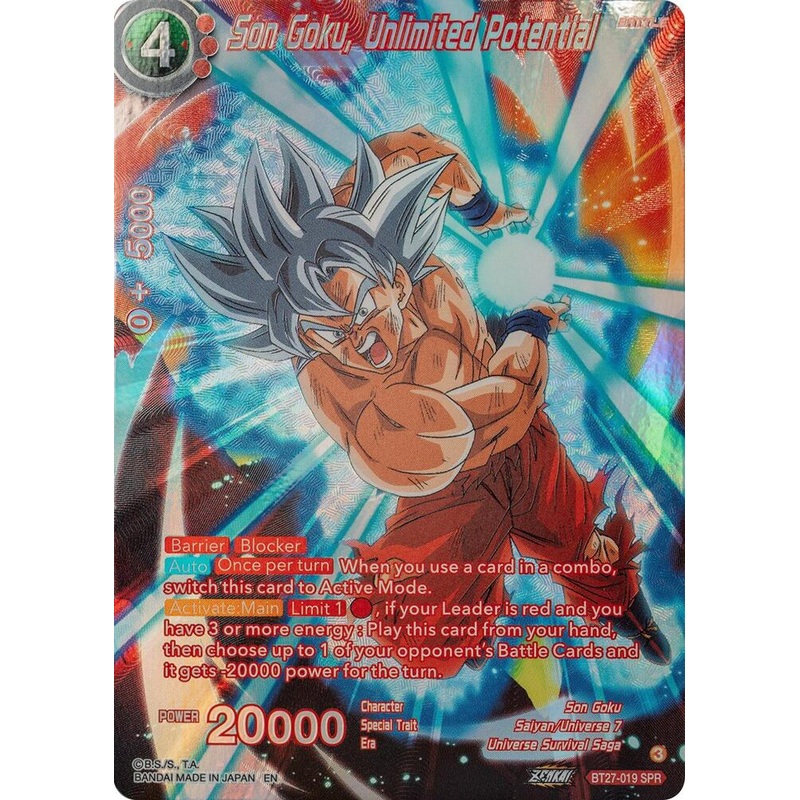Son Goku, Unlimited Potential – BT27-019 – SPR – Special Rare History of Z
