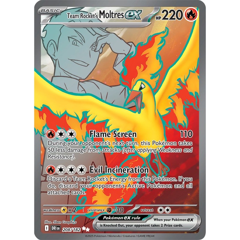 [ FULL ART ] Team Rocket’s Moltres ex – 208/182 – Ultra Rare Pokemon Destined Rivals
