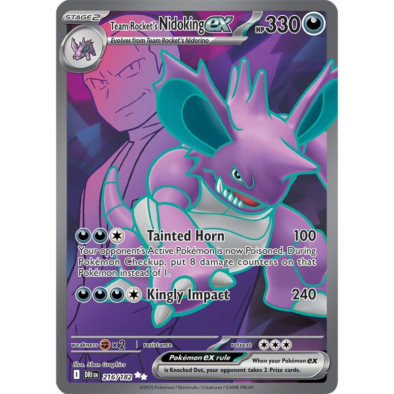 [ FULL ART ] Team Rocket’s Nidoking ex – 216/182 – Ultra Rare Pokemon Destined Rivals