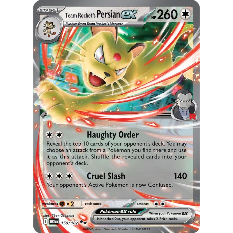 Team Rocket’s Persian ex – 150/182 – Double Rare Pokemon Destined Rivals
