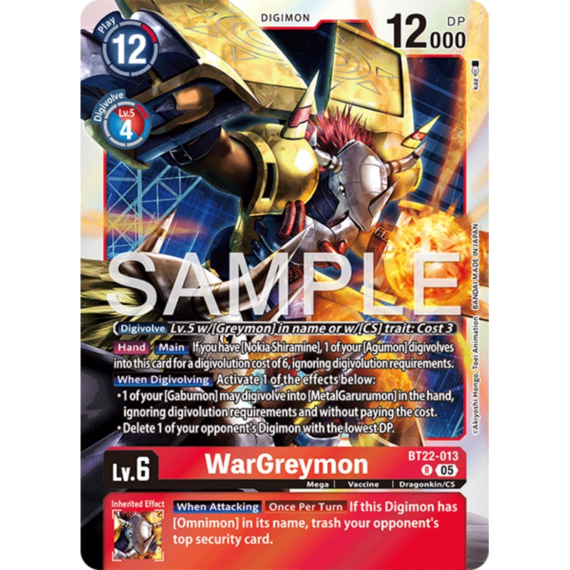 WarGreymon (BT22-013) – Rare BT22 Cyber Eden