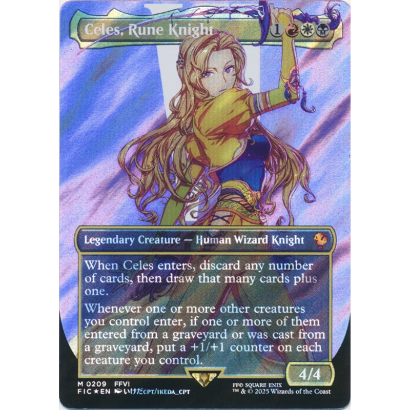 [BORDERLESS SURGE FOIL] Celes, Rune Knight – #209 – Mythic Final Fantasy Commander
