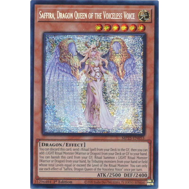 Saffira, Dragon Queen of the Voiceless Voice – MP25-EN053 – Secret Rare 1st Edition