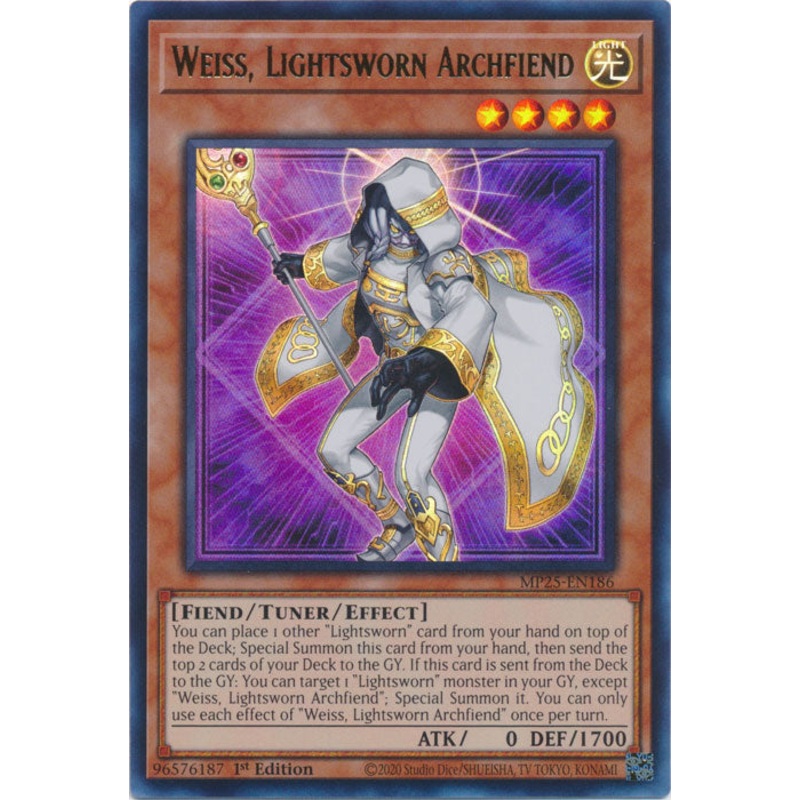 Weiss, Lightsworn Archfiend – MP25-EN186 – Ultra Rare 1st Edition